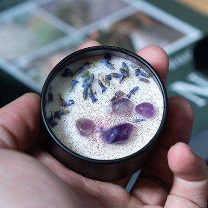 Handmade Natural Amethyst Candle with Lavandula Essence| The Ideal Ally for 128 Hz Healing